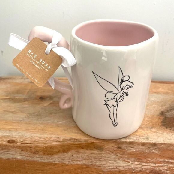 NWT Rae Dunn Disney Tinkerbell Pixie Magic White Pink Ceramic Tinker Bell Mug - Picture 3 of 12